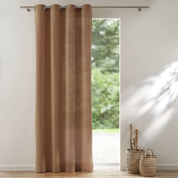 Rideau bachette uni tamisant oeillets (taupe)