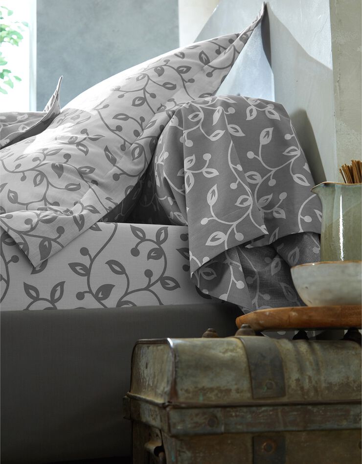 Linge de lit Héritage en coton à motifs volutes, gris, hi-res image number 1