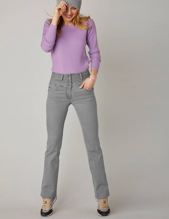 Jean boocut taille haute - petite stature (gris)