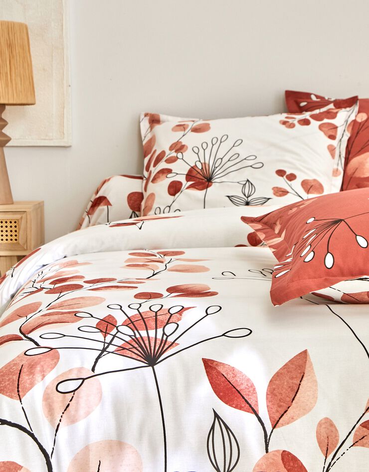Linge de lit Danae en coton imprimé (terracotta)