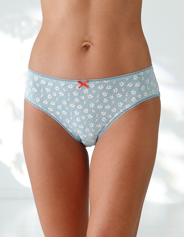 Katoenen midislip met geassorteerde kersenmotieven - Set van 4 (grenadine / blauw)