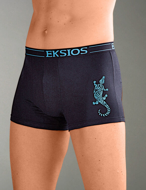 Boxer ferm&eacute; &eacute;lastiqu&eacute; motif "salamandre" - lot de 4 (noir)