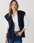 Gilet sans manches &agrave; boutons paillet&eacute;s, maille anglaise (marine)