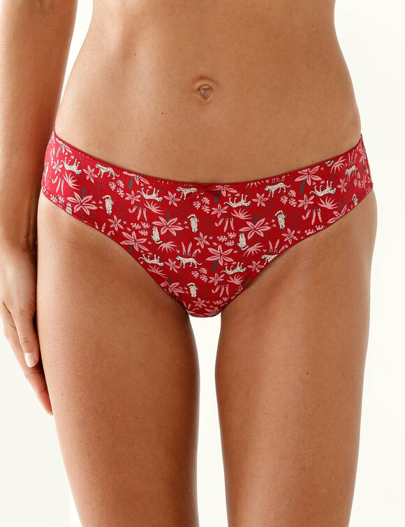 Katoenen midislip met "panter" print - Set van 4 (rood)