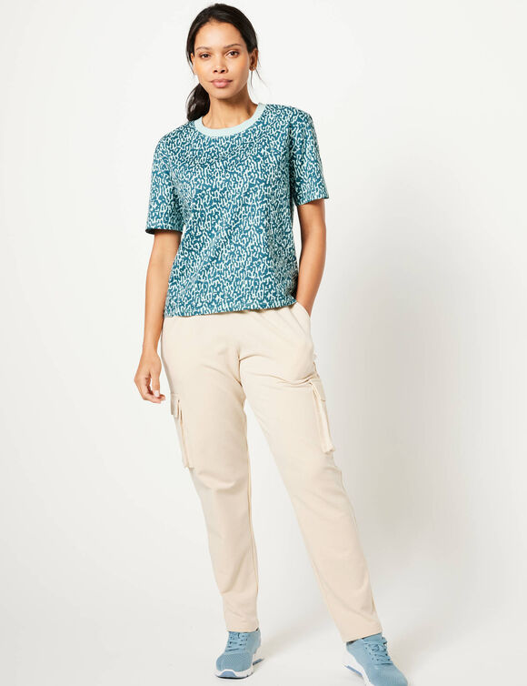 T-shirt imprimé, volume boîte (bleu canard)