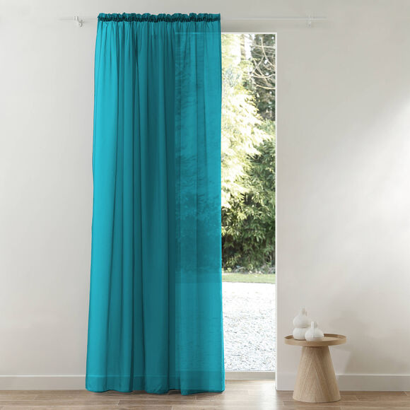 Panneau voile uni finition galon fronceur (bleu canard)