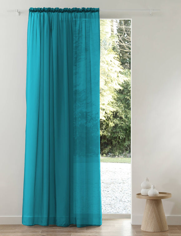 Panneau voile uni finition galon fronceur (bleu canard)