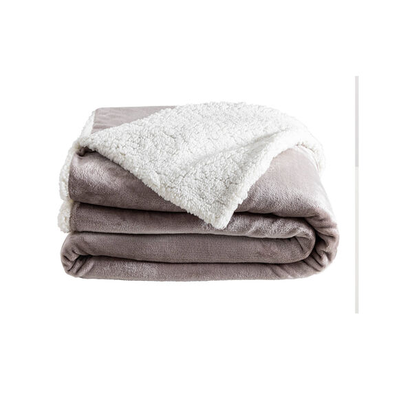 Couverture double face polaire et sherpa (taupe)