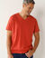 T-shirt met V-hals en korte mouwen (oranje)