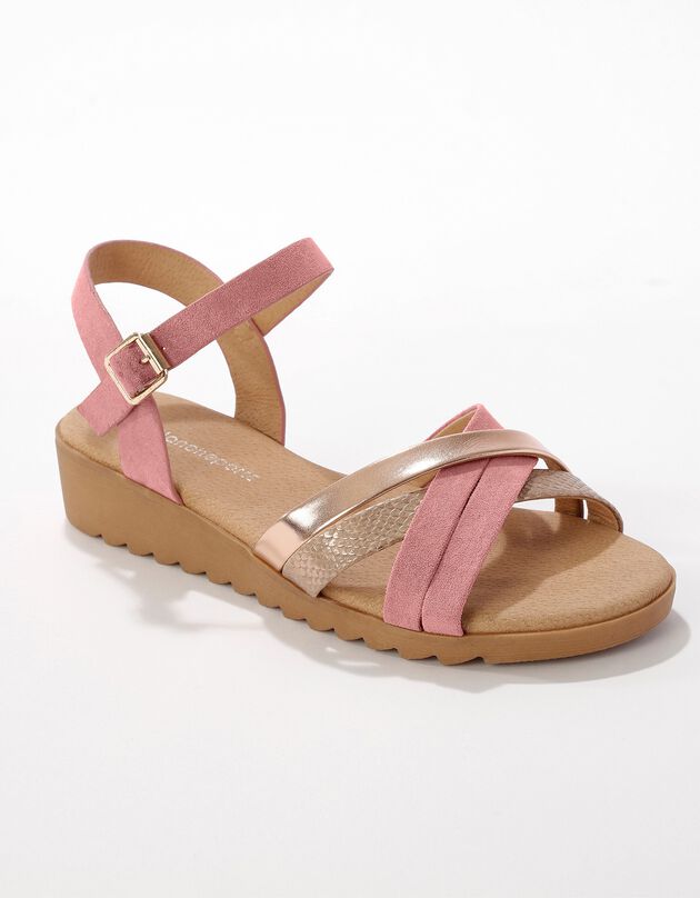 Sandalen met meerdere riempjes - beige/rosé (beige / roze)