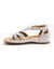 Leren sandalen met meerdere bandjes en opengewerkte details, comfortabele breedte (wit)