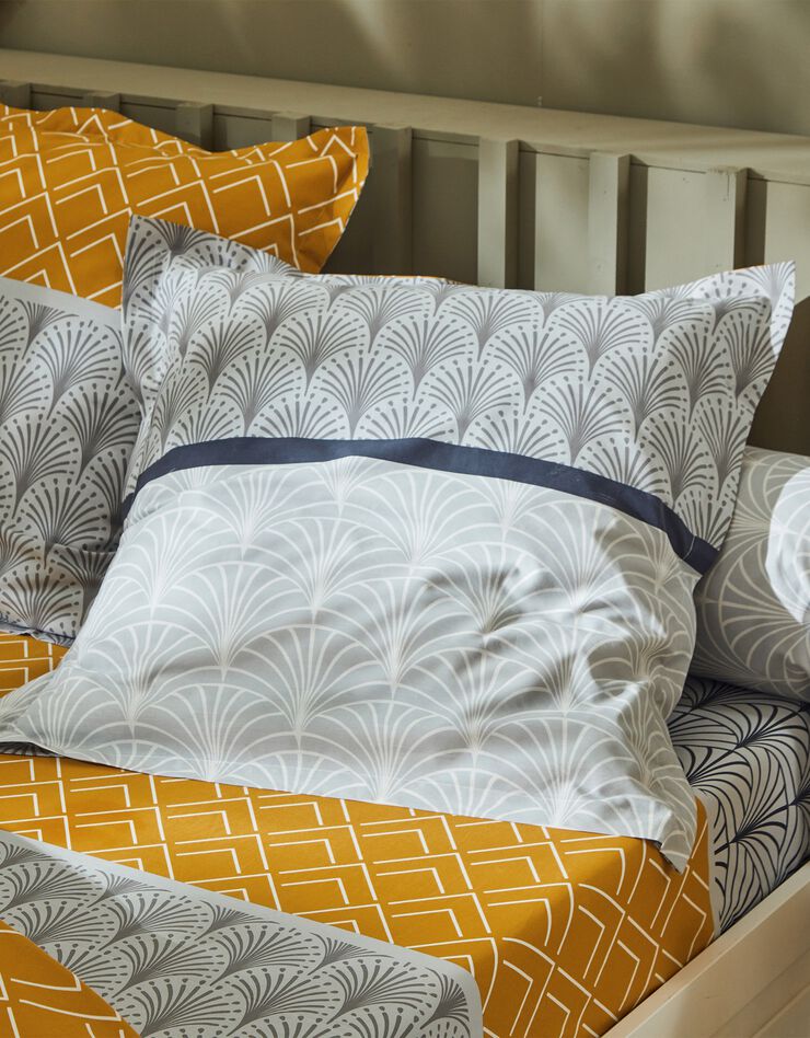 Linge de lit Eddy en coton à motifs graphiques (caramel)