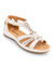 Sandalen in opengewerkt leer met scratchsluiting - extra breed (wit)