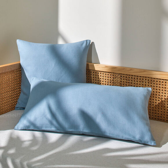 Housse de coussin unie bachette - lot de 2 (bleu gris&eacute;)