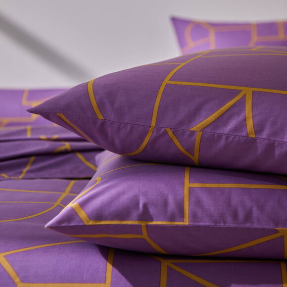 Linge de lit Geoffroy en coton à motifs graphiques (figue)