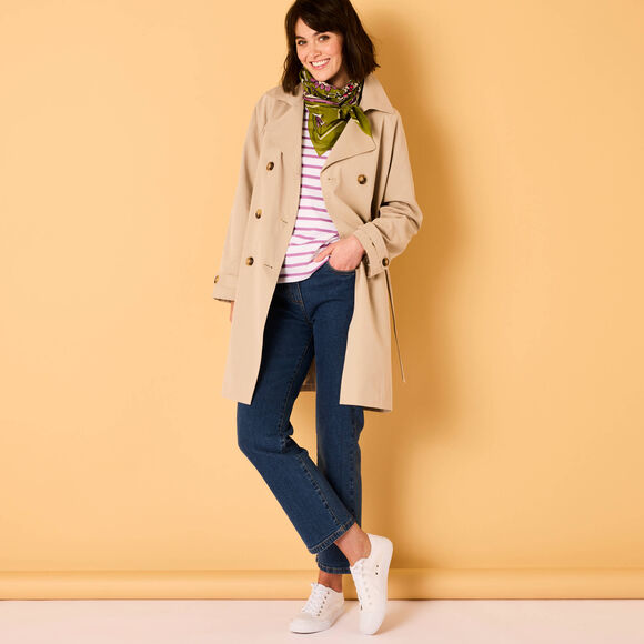 Waterafstotende trenchcoat met verwijderbare ceintuur (beige)