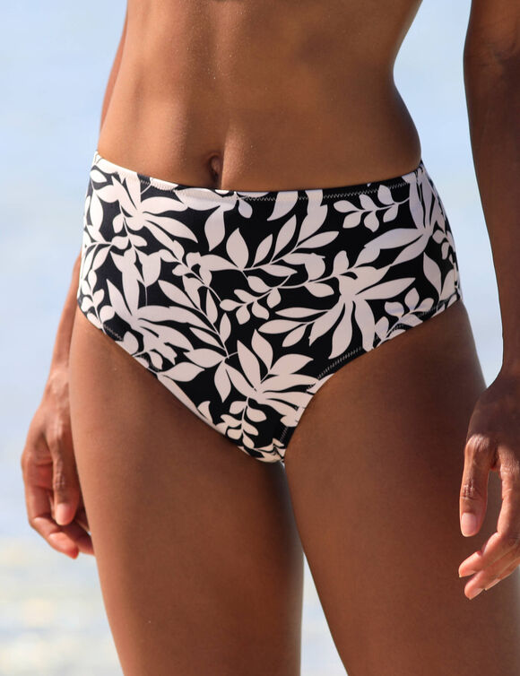 Bedrukte bikinislip met hoge taille Linao (zwart / ecru)