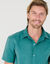 Chemise coton lin manches courtes boutonn&eacute;e (aqua)