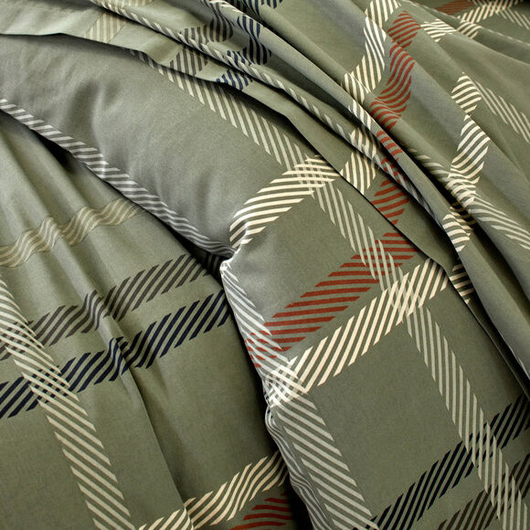 Linge de lit Karl imprimé écossais, en flanelle (groen)
