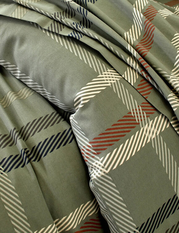 Linge de lit Karl imprimé écossais, en flanelle  (groen)