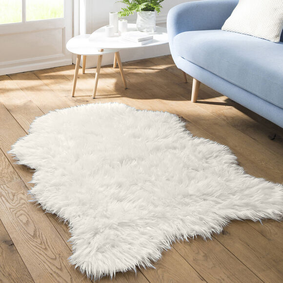 Tapis poils forme peau de b&ecirc;te (naturel)