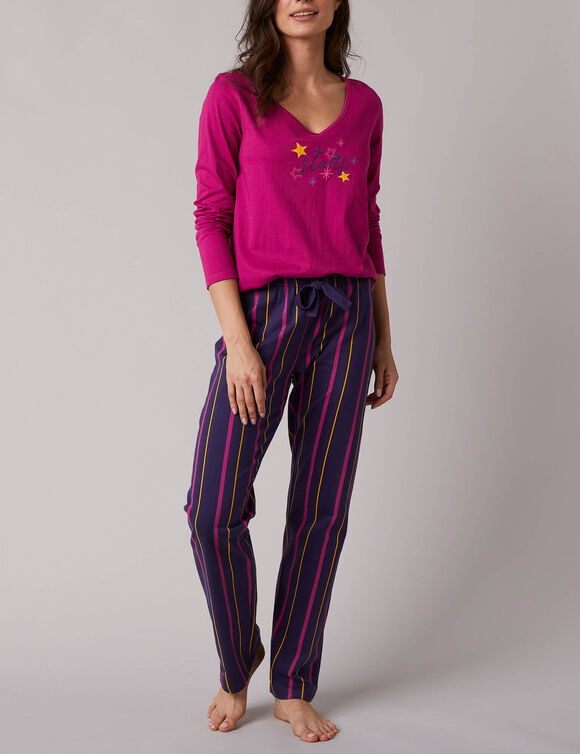 Pantalon de pyjama imprim&eacute; ray&eacute; Estrella - coton (marine)