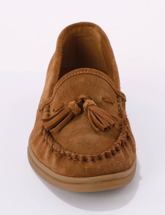 Mocassins cuir pompons (caramel)