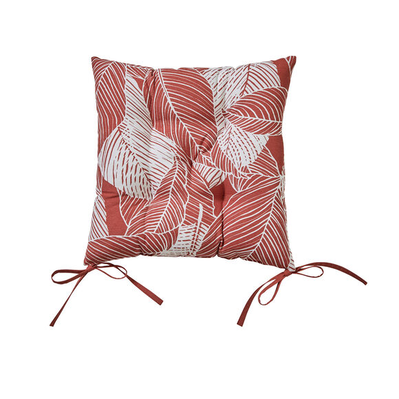 Vierkant stoelkussentje met bladerenprint - set van 2 (terracotta)
