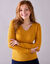 Effen trui in ribbeltricot met V-hals (kerrie)