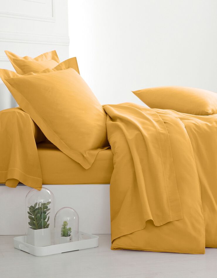 Linge de lit uni polyester-coton Colombine (curry)