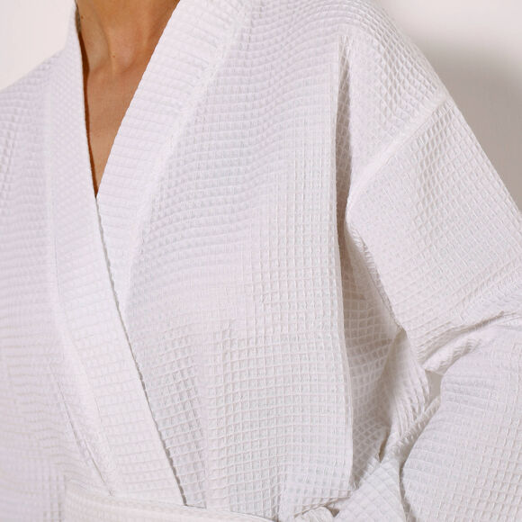 Peignoir de bain mixte adulte nid d'abeille 230 g/m2 (blanc)