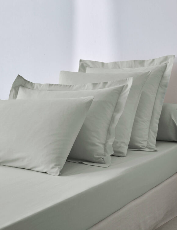 Drap-housse uni polyester-coton 57 fils/cm&sup2; - bonnet 32 cm (gris perle)