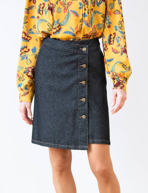 Jupe en jean portefeuille évasée (black)
