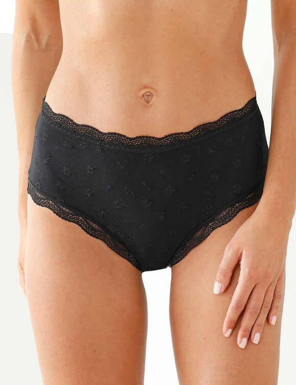 Maxislip met hoge taille in katoen en stretchkant - set van 3 (zwart)