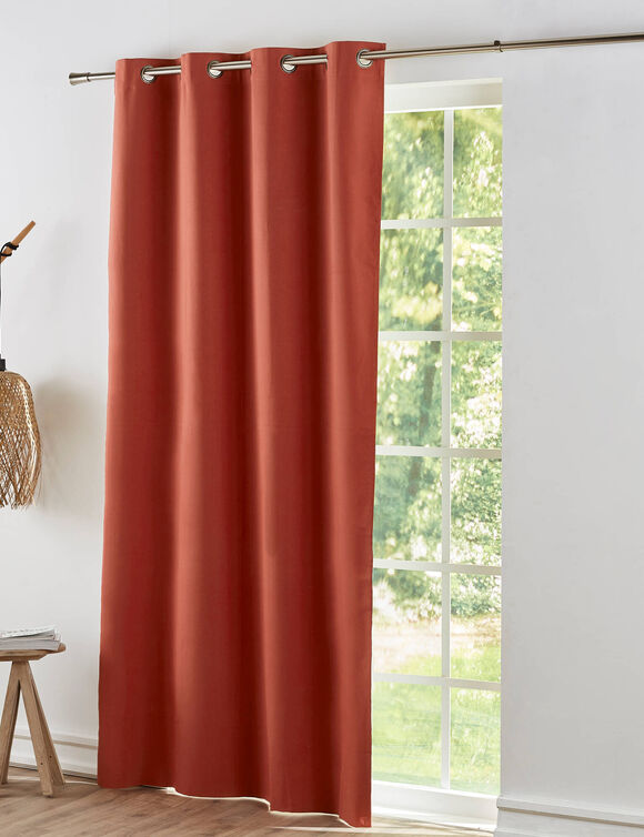 Rideau occultant bachette uni (terracotta)