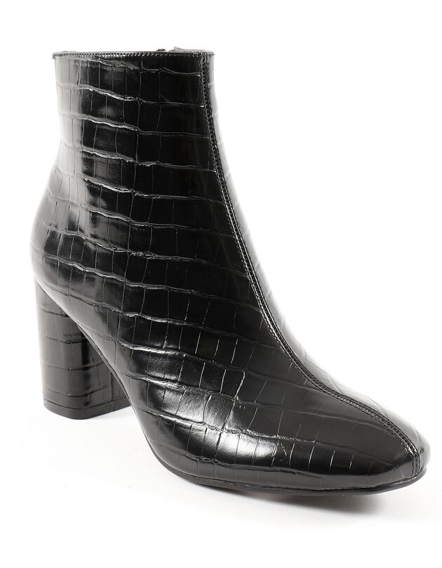 Boots in krokostijl, zwart Boots in krokostijl, zwart, hi-res