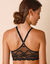 Soutien-gorge forme triangle dentelle et microfibre dos nageur - sans armatures (noir)
