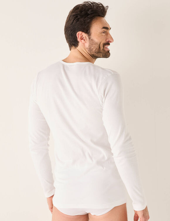Ondergoed T-shirt voor heren, met ronde hals en lange mouwen (wit)