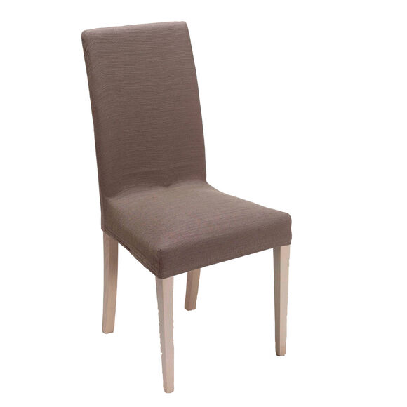 Housse chaise unie extensible - housse int&eacute;grale ou assise seule (taupe)