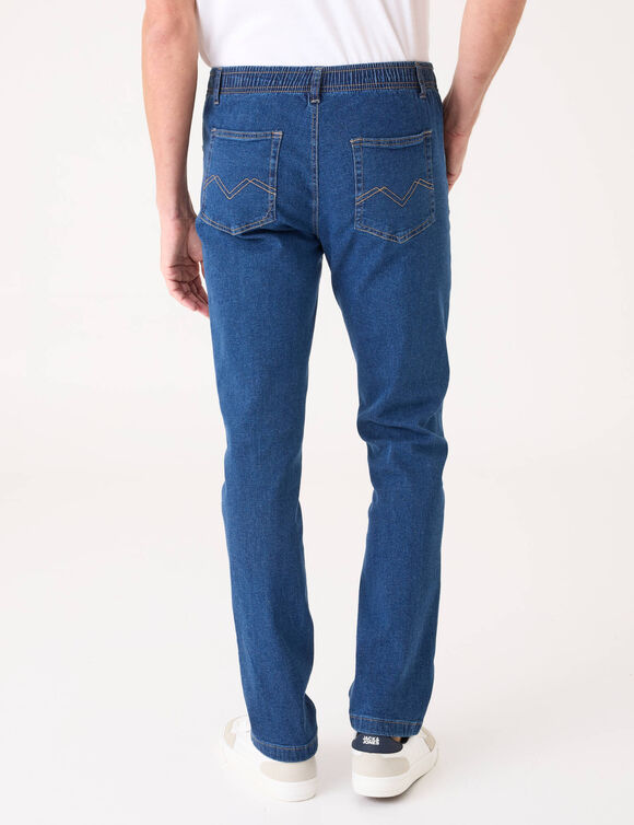 Rechte jeans met elastische tailleband - L28 (stone)