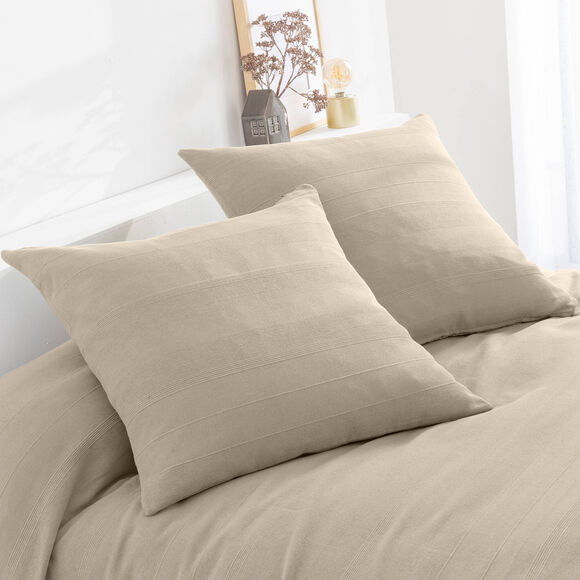 Housse coussin unie coton tissage artisanal - lot de 2 (ficelle)