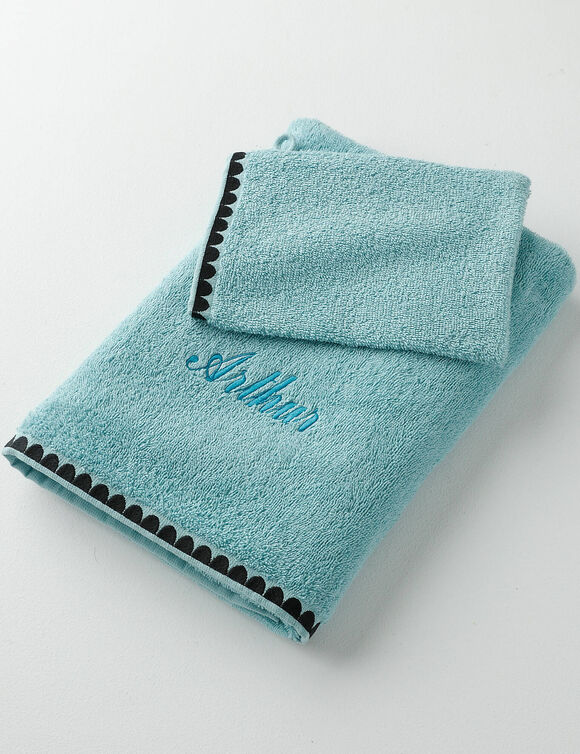 Handdoeken met fantasieborduursel, personaliseerbaar - 420 g/m2 (laguneblauw)