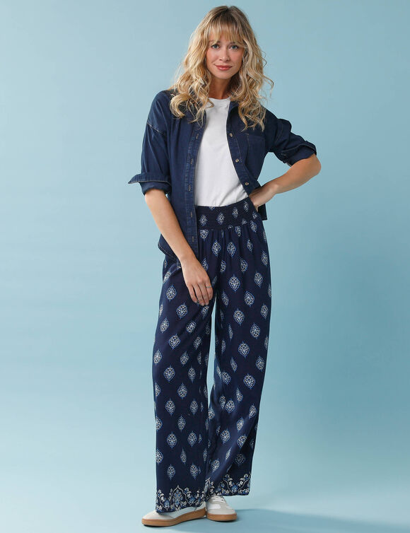 Pantalon imprim&eacute; Sp&eacute;cial Petite fluide (marine / bleu)