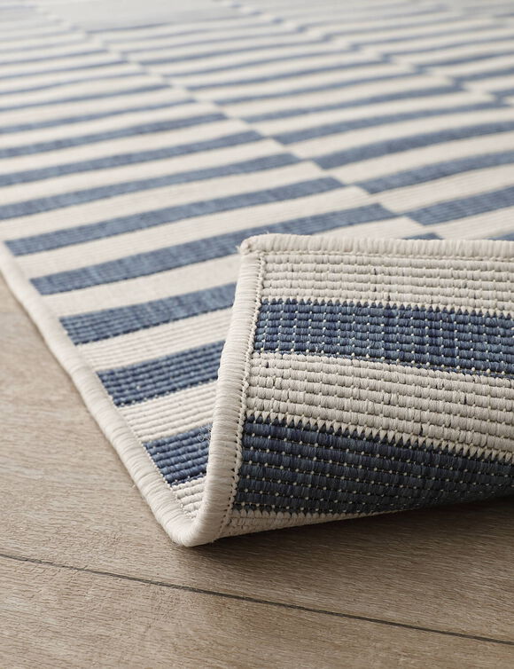 Rechthoekig tapijt met strepen (blauw)