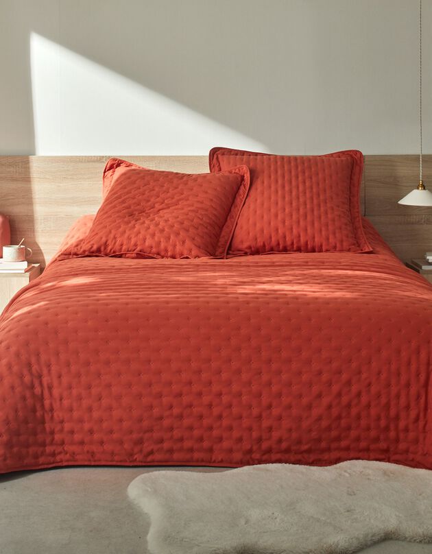 Gematelasseerde deken - microvezel (terracotta)
