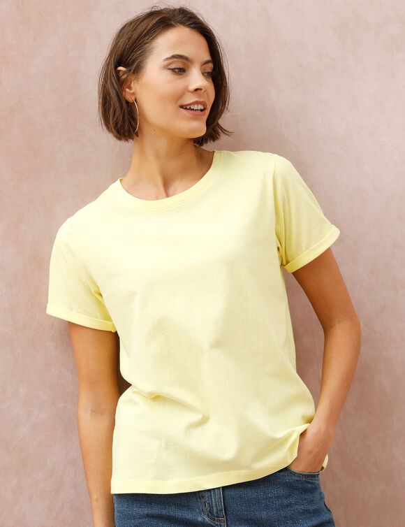 T-shirt manches courtes &agrave; revers (jaune)