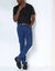 T-shirt met V-hals en korte mouwen (zwart)