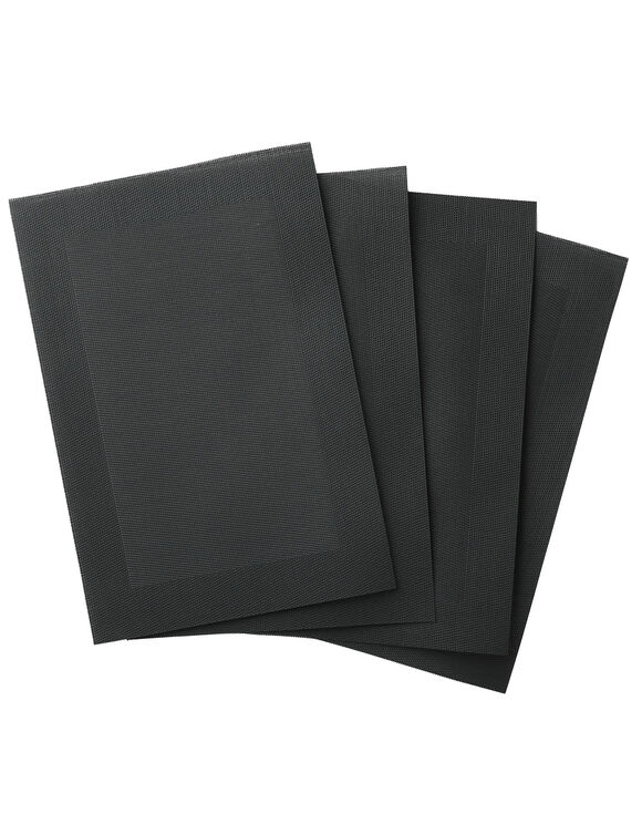 Set van 4 placemats - gevlochten vinyl (antraciet)