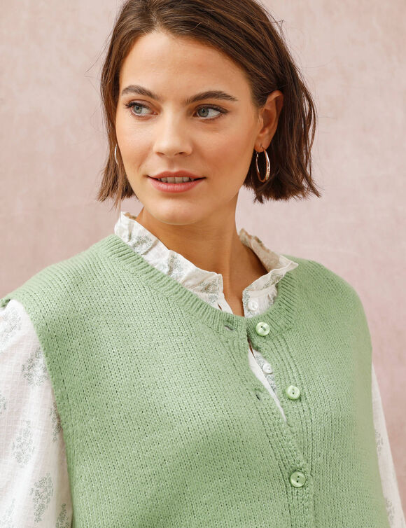 Gilet boutonn&eacute; sans manches (vert)