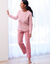 Pyjama in fleece met pied-de-coq print (roze)